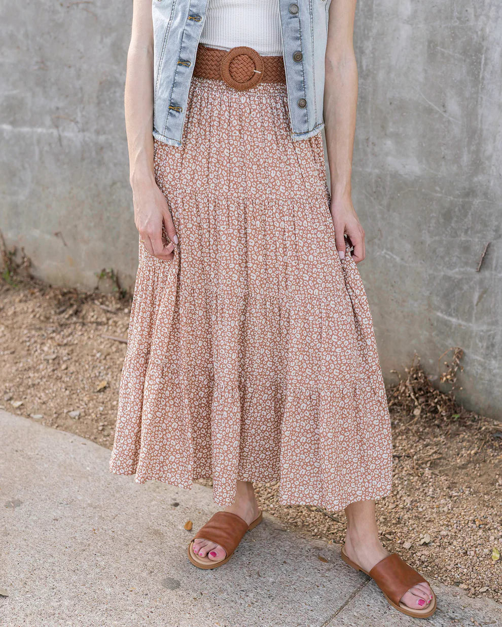 Grace & Lace | Go-To Tiered Skirt | Neutral Mini Cheetah