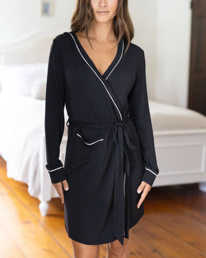 PREORDER Grace & Lace | Hooded Modal Robe | Black