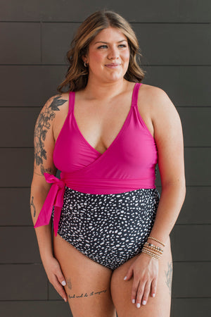 Beach Party | One-Piece SWIMSUIT | Hot Pink & Black Spots