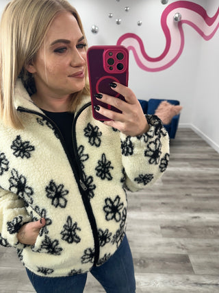 RD Style | Whistler Sherpa Jacket | White & Black Floral