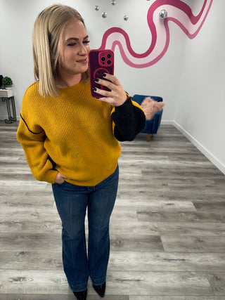 Game Day Colorblock Sweater | Mustard & Black