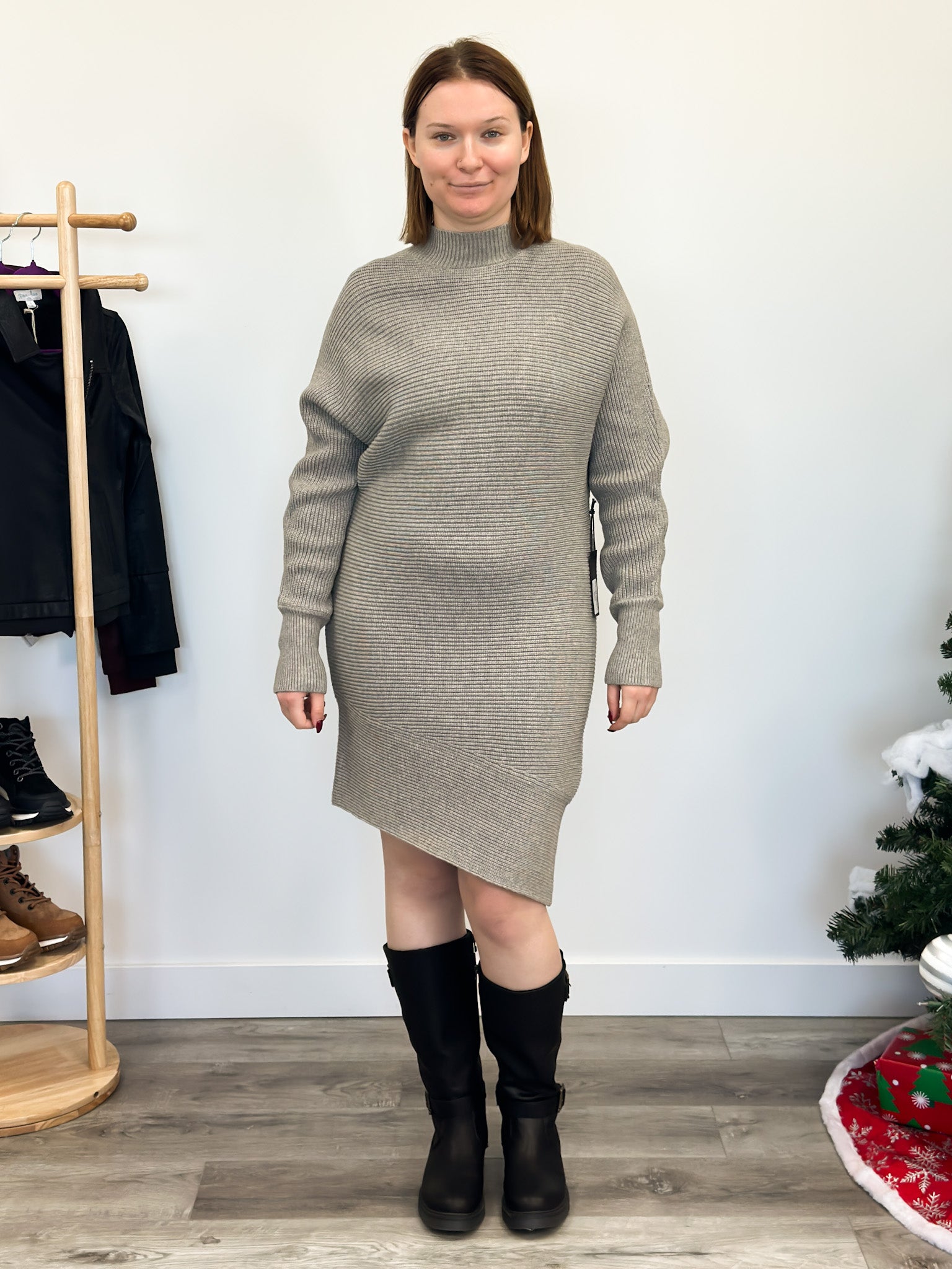 *FINAL SALE* DEX | Nikki Ribbed Sweater Dress | Stone Grey