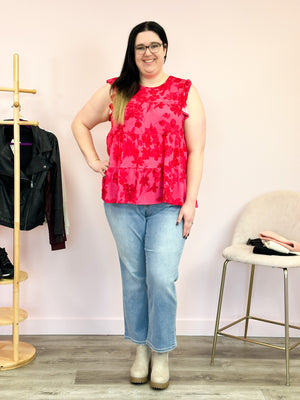 Out For A Walk Flutter Top | Pink & Fuchsia Floral