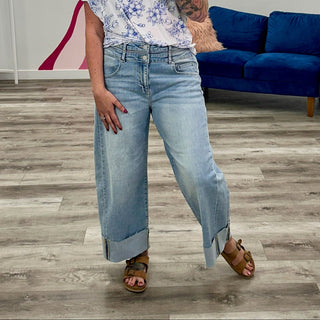 *NEW* Risen | Double Waistband Crop Barrel Jeans | Light | Bernard