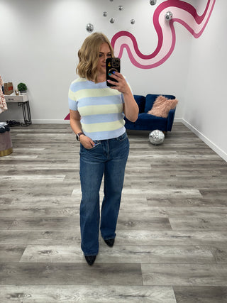 *FINAL SALE* Kaya Striped Short Sleeve Top | Coral