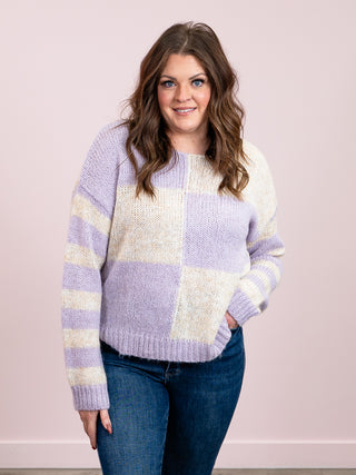 *NEW* Indigo Colour Block Pullover | Lavender & Cream