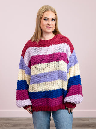 *NEW* Tehya Chunky Knit Pullover | Plum Combo