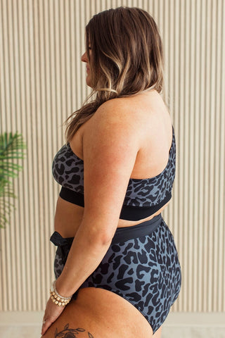 *NEW* Sunshine Within | Tie Bikini Swim BOTTOM | Charcoal Leopard & Black