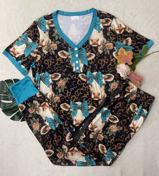PREORDER Shirley Matching Set | Tee & Joggers | Leopard Cow - shipping late March