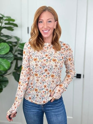 PREORDER Shirley Maggie Mesh Top | Rust Floral - shipping early September