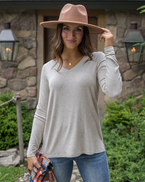 Grace & Lace | Ribbed Long Sleeve Top | Heathered Oatmeal