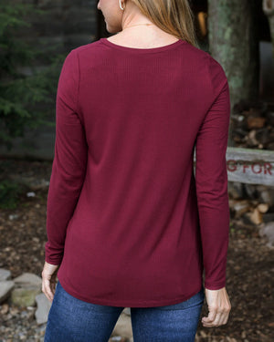 Grace & Lace | Ribbed Long Sleeve Top | Wine