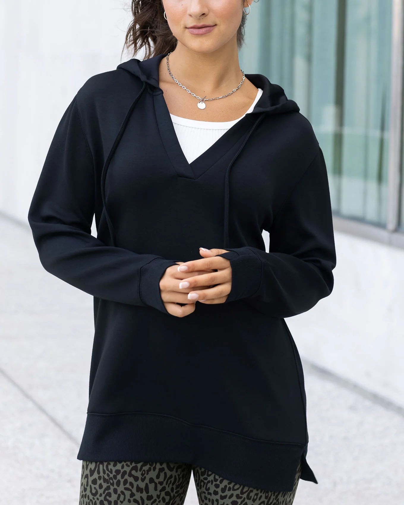 Grace & Lace | Luxe Knit Hooded Pullover | Black