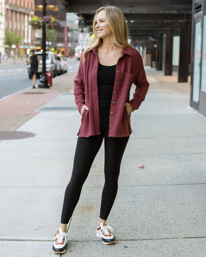 Grace & Lace | Luxe Knit Ribbed Shacket | Spanish Wine