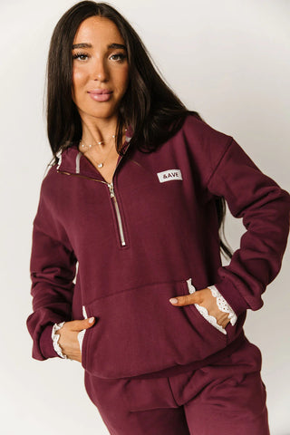 *NEW* Ampersand | Comfort Zone HalfZip | Maroon Lace