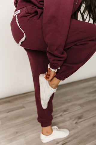*NEW* Ampersand | Comfort Zone Joggers | Maroon Lace