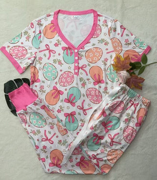 PREORDER Shirley Matching Set | Tee & Joggers | Easter Eggs & Bows - shipping late February