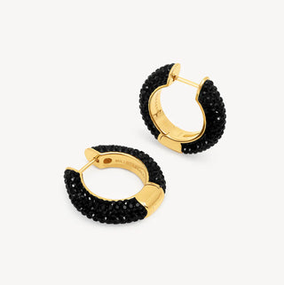 Hillberg & Berk | Sparkle Ball Hoop Earrings | Black