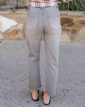 Grace & Lace | Mel's Fave DISTRESSED Cropped Straight Leg Colored Denim | Grey