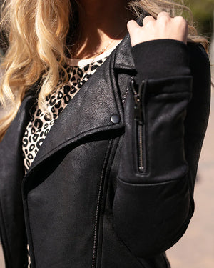 Grace & Lace | Move Free Leather Look Moto Jacket | Black