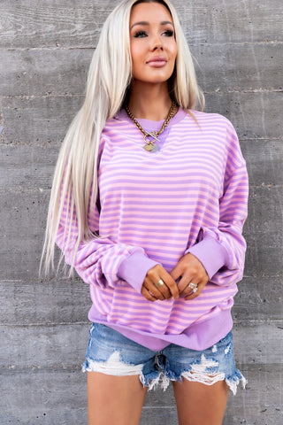 *NEW* Ampersand | Performance Fleece University Pullover | Orchid Stripe
