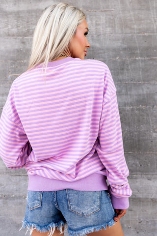 *NEW* Ampersand | Performance Fleece University Pullover | Orchid Stripe