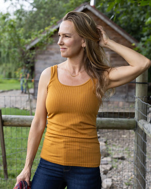 Grace & Lace | Perfect Fit Seamless Ribbed Tank | Deep Mustard