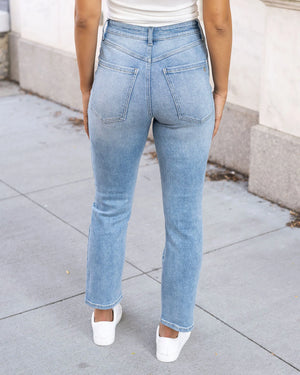 Grace & Lace | Premium Denim High Waisted Mom Jeans | NON-DISTRESSED Mid-Wash