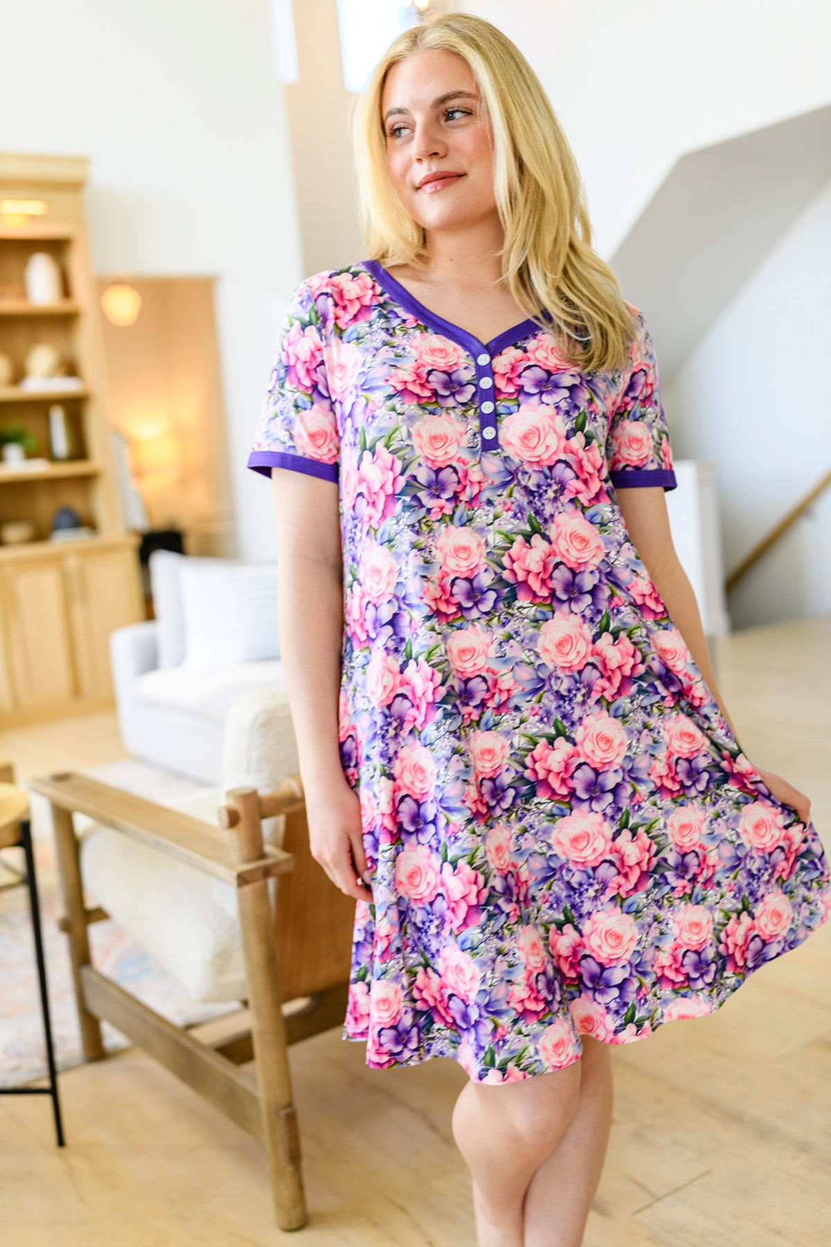 PREORDER Shirley Sleepshirt | Purple Garden Floral - shipping early May
