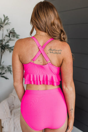 Sandy Shores | High-Rise Bikini BOTTOM | Hot Pink Ribbed
