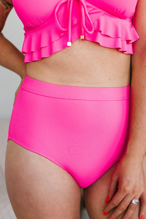 Sandy Shores | High-Rise Bikini BOTTOM | Hot Pink Ribbed