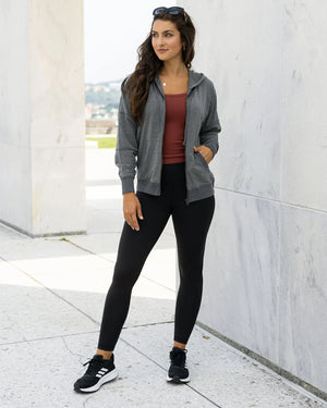 Grace & Lace | Signature Soft Zip Up Hoodie | Heathered Charcoal