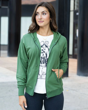 Grace & Lace | Signature Soft Zip Up Hoodie | Hedge Green