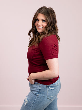 *NEW* Sophie Pocket Tee | Burgundy
