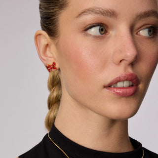 *CYBER MONDAY* Hillberg & Berk | Sparkle Bow Studs | Red Velvet