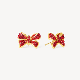 *CYBER MONDAY* Hillberg & Berk | Sparkle Bow Studs | Red Velvet