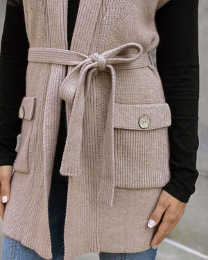 Grace & Lace | Winter Knit Long Sweater Vest | Oat
