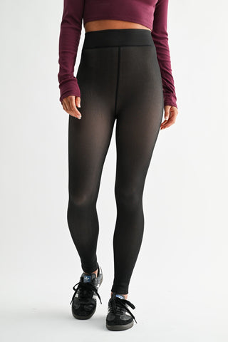 *WAREHOUSE FIND* Fairbanks Fur Lined High Waist Tights | Black (S/M)