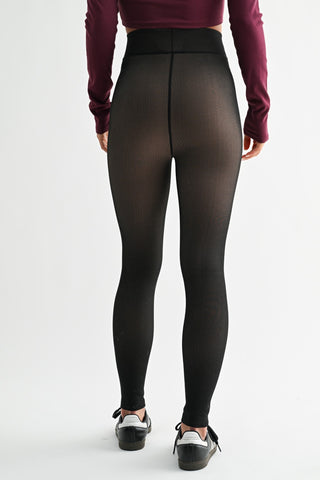 *WAREHOUSE FIND* Fairbanks Fur Lined High Waist Tights | Black (S/M)