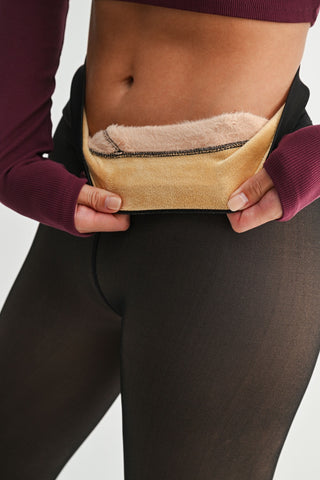 *WAREHOUSE FIND* Fairbanks Fur Lined High Waist Tights | Black (S/M)