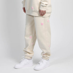 AS IS Brunette The Label | All Over Puff Heart Oversized Jogger | Almond Milk (All sizes)