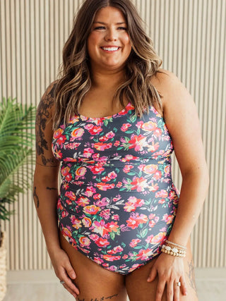 *NEW* Here's To Summer | Floral ONE-PIECE Swimsuit | Charcoal