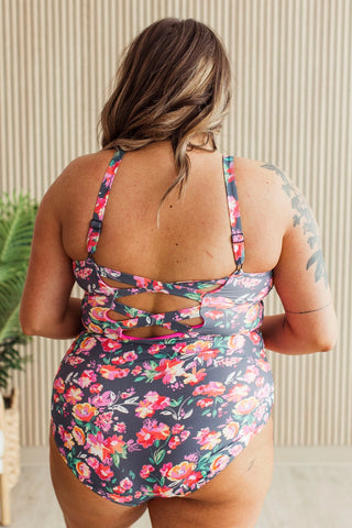 *NEW* Here's To Summer | Floral ONE-PIECE Swimsuit | Charcoal