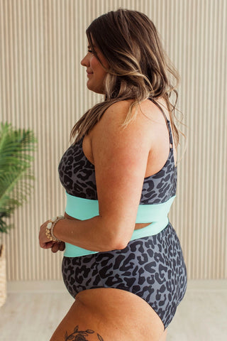 *NEW* Ray Of Sunshine | Swim BOTTOM | Charcoal Leopard & Mint