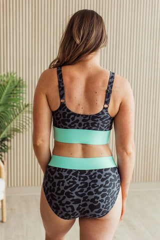 *NEW* Ray Of Sunshine | Swim BOTTOM | Charcoal Leopard & Mint