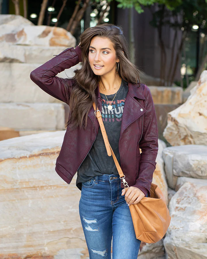 Burgundy leather best sale look jeans