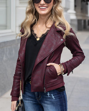 Grace & Lace | Move Free Leather Look Moto Jacket | Bordeaux