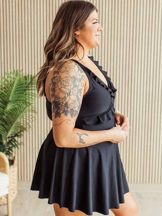 *NEW* Off To The Coast | Ruffle Swim Dress | Black