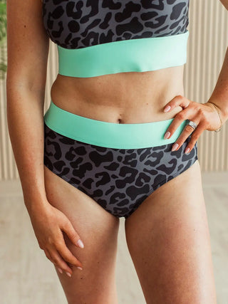 *NEW* Ray Of Sunshine | Swim BOTTOM | Charcoal Leopard & Mint