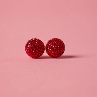 *CYBER MONDAY* Hillberg & Berk | Sparkle Ball Stud Earrings | Red Velvet